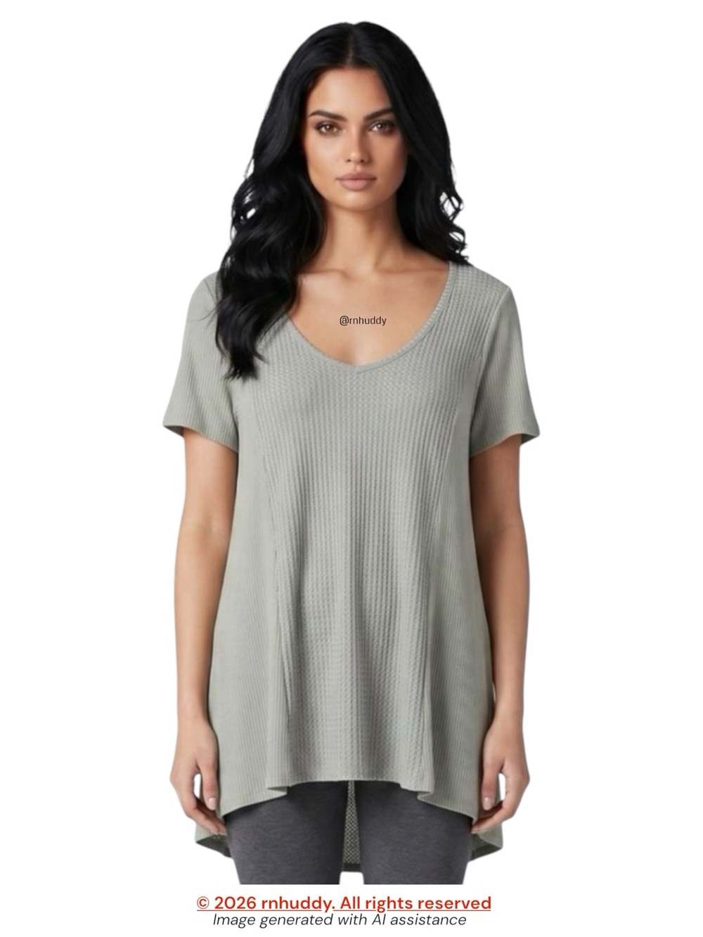 BKE M sage waffle tunic